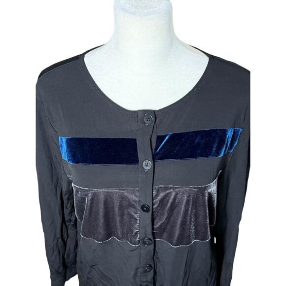 Carole Little Velvet Blouse Women Large Classic Elegant Capsule‎ Quiet Luxury - Picture 2 of 10